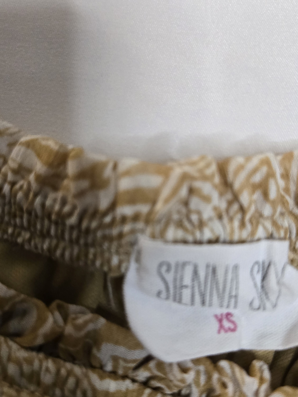 Sienna Sky Mustard paisley smocked mini puff sleeves boho western XS square neck - Picture 5 of 12